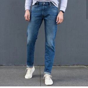 Flint & Tinder Mens Classic Blue Slim Fit Jeans 30 x 32